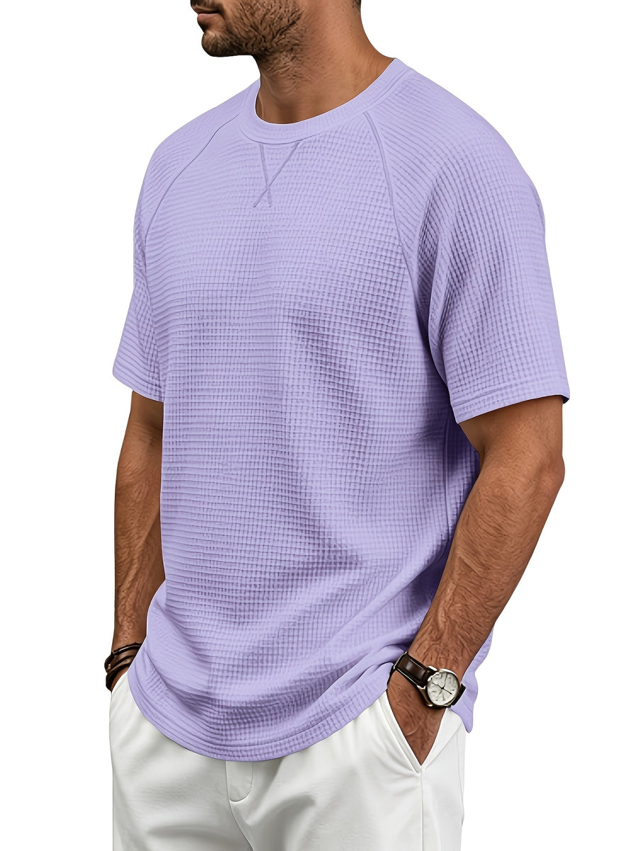 Men'S Summer Easy Fashion Loose Comfortable Breathable Casual Round Neck Short Sleeve T-Shirt - Violet