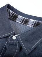 Men's Vintage Relaxed Fit Denim Shirt Jacket, Optimized Shoulder Lines to Minimize Dropped Shoulder Flaws for a More Defined Silhouette. The Placket Features Snap Buttons with Precise Stitching for Neat, Sturdy, and Durable Construction - Blue
