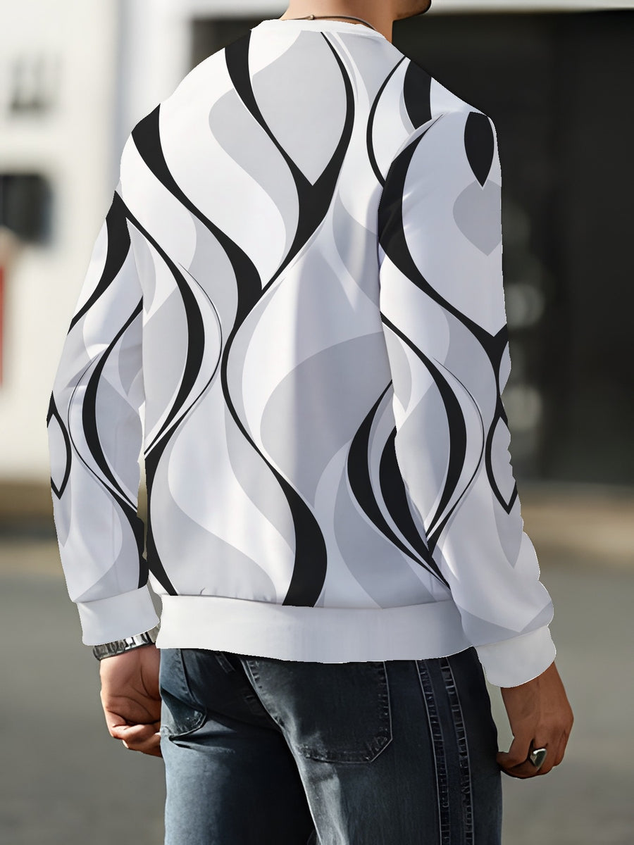 Men's Crew Neck Sweatshirt, Versatile Sporty Casual Sweatshirt for Autumn and Winter - Mixed colors