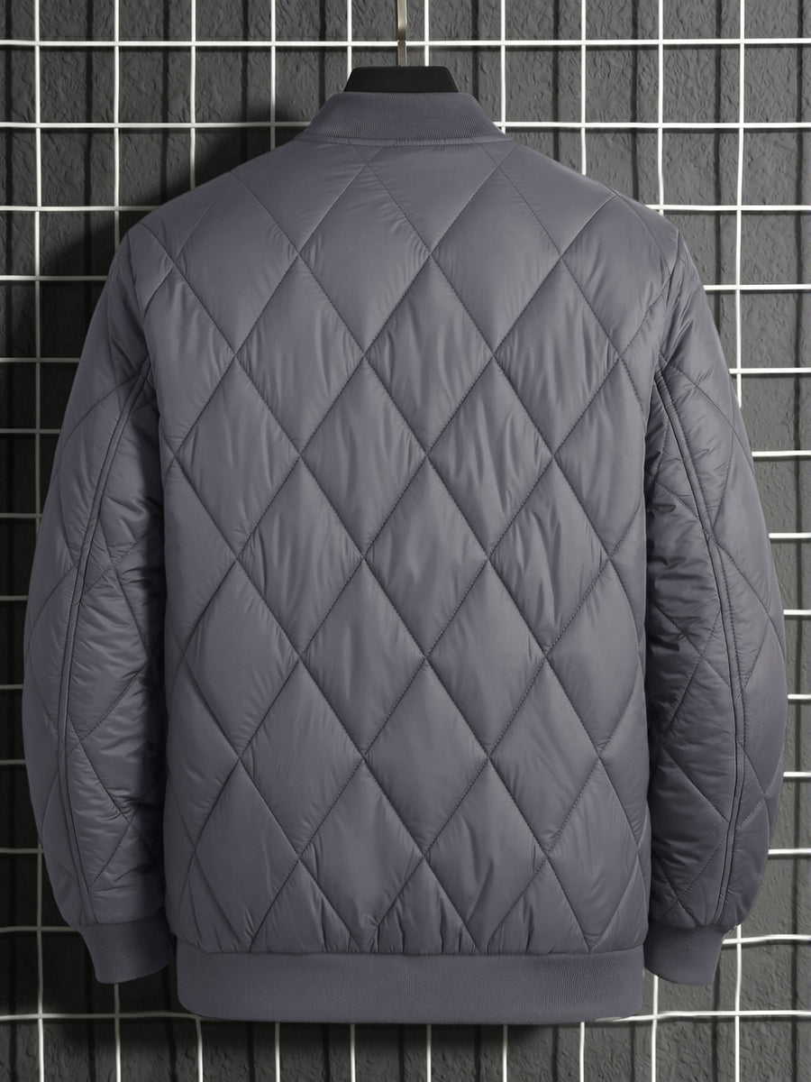 Autumn Winter New Fashion Trendy Black LA Pattern Outdoor Activity Casual Commute Leisure Baseball Collar Classic Style Men'S Non-Stretch All-Match Striped Jacket Coat - Dark Gray