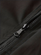 Men's Stand Collar Jacket with Letter Print, Fashionable and Versatile, Large Pocket Design, Suitable for Outdoor Activities, School, Daily Commute, All-Season Wear. XMJK093 - Black