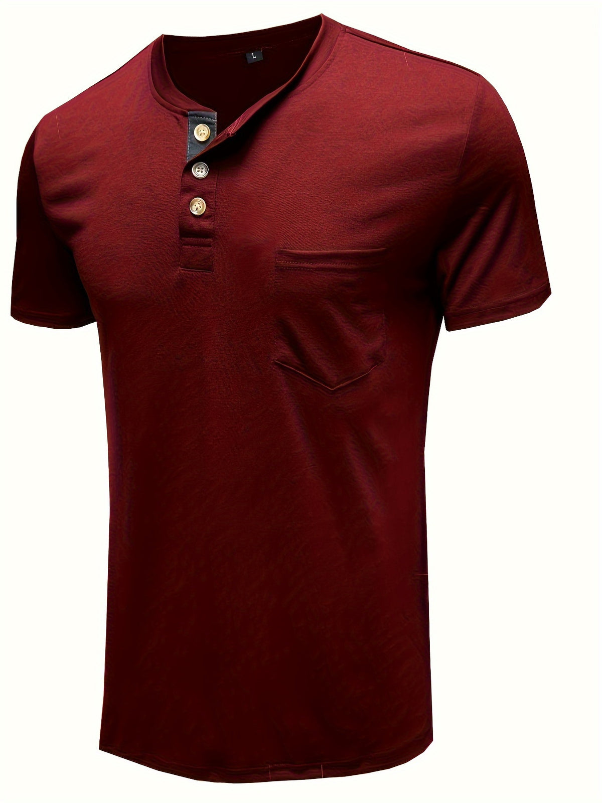Summer Henry Short Sleeve Two-Piece Set - Wine Red And Army Green