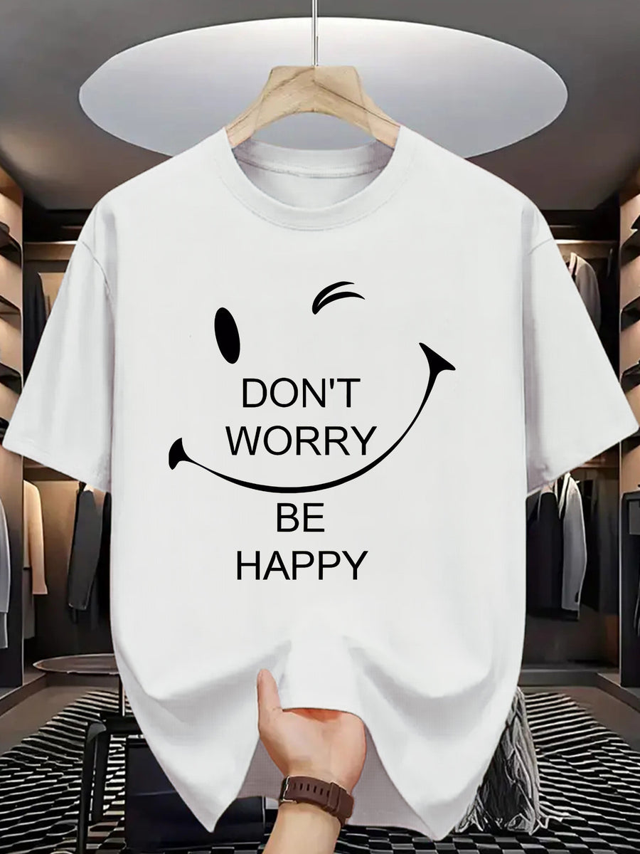 Trendy Printed T Shirts for Men, Regular Standard Fit Comfortable Short Sleeve Casual Tee, Versatile Everyday Fashion Outfit Top - White