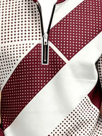 Men'S Autumn Winter Polo Zipper Sweatshirt, Classic Trendy New Half-Zip POLO Sweatshirt, American Retro Geometric Color-Block Print, Polo Stand Collar, Machine Washable, Daily Casual Party Outdoor Essential, Fashionable Long Sleeve Athletic Top - Mixed Color 3