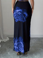 Women'S Casual Floral Print Fitted Midi Skirt - Multicolor