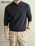 Autumn Winter Men'S Long Sleeve Pullover Knit Sweater, Ideal Gift for Father And Husband, Mock Neck Zipper Design, Warm Soft Comfortable Knitted Jumper, Elegant Fashion Top for Daily Casual Sports Fishing Camping Outdoor Wear - Black Gray