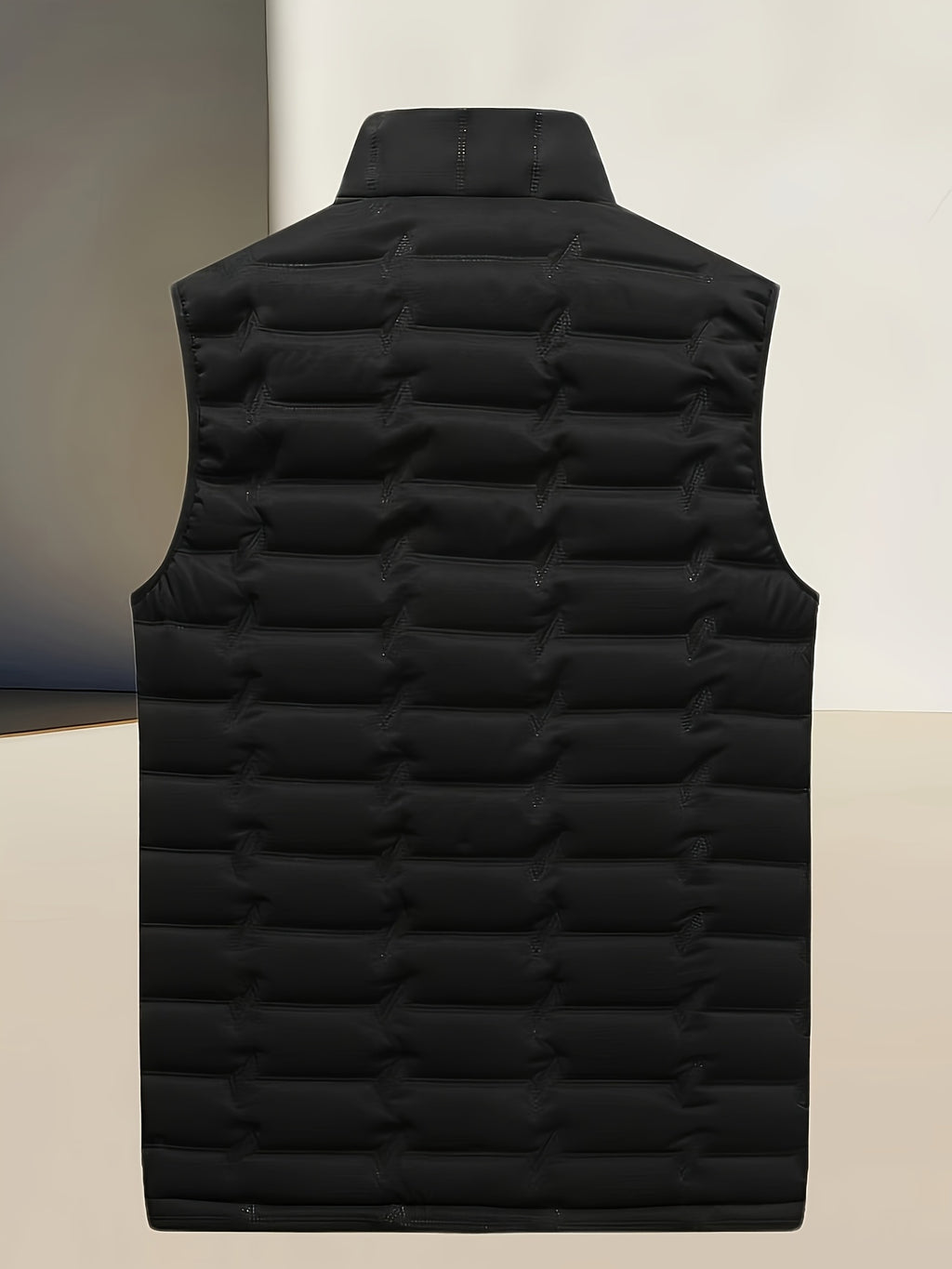 Men'S Autumn And Winter Sports Multi-Pocket Stand Collar Vest, Polyester Filling, Composite Ultrasonic Vest, Suitable for Business, Daily, Outdoor Sports Wear Vest Jacket, Must-Have Gift Choice - Black