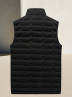 Men'S Autumn And Winter Sports Multi-Pocket Stand Collar Vest, Polyester Filling, Composite Ultrasonic Vest, Suitable for Business, Daily, Outdoor Sports Wear Vest Jacket, Must-Have Gift Choice - Black