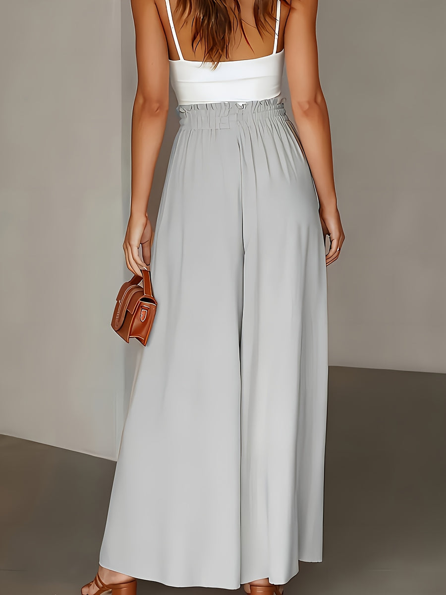 Spring/Summer New Fashion Elegant Loose High-Waist Women'S Wide-Leg Pants - Light Grey