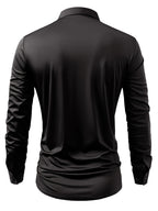 2pcs Set of Seamless Pressure Adhesive High-Elasticity Non-Iron Men'S Dress Shirt Long Sleeve Business Casual Formal Top, Material 88% Polyester 12% Spandex, Fabric Weight 160G, Casual - Black+black