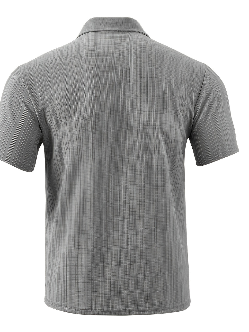 Josh Mei'S Selected Products: Men'S Texture Pattern Half-Zip Polo Shirt, Summer Short-Sleeve Polo Shirt with Half-Zip Button Decoration Men'S Casual Top - Grey