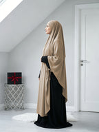 Solid Color Nidaga Prayer Jilbab. The Fabric Is Skin-Friendly And Breathable, Suitable for Women to Wear And Pray Everyday. Robe Abaya (One-Piece Khimar) with Strong Drape, Loose Fit, Ideal for Busy Daily Use Or Prayer - Khaki
