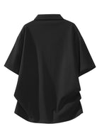 Summer Men'S Top, Solid Color Zipper Placket, Casual Lapel Polo Shirt - Black
