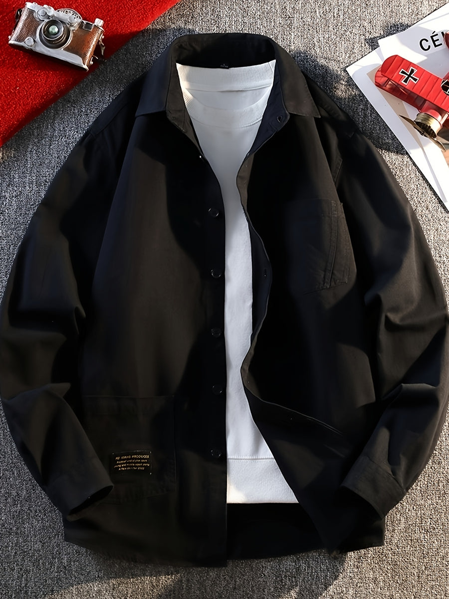 Quality Selected Japanese Retro Plaid Long-Sleeved Shirt, Unisex Versatile Casual Loose Shirt - Black
