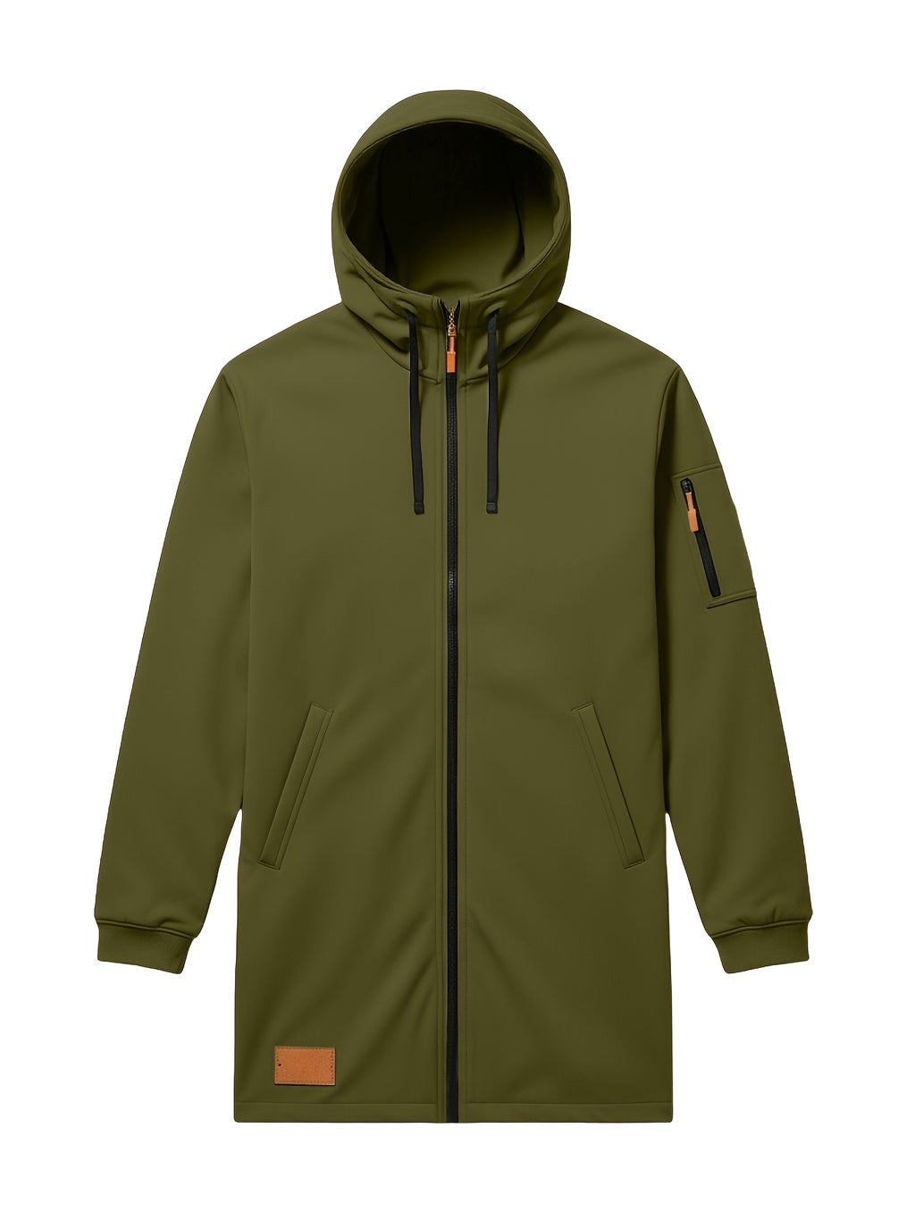 New Men's Casual Sports Sweatshirt and Hooded Long Knitted Jacket, Featuring a Multi-pocket Style. The Overall Fit Is Loose and Elegant. Fashionable Outdoor Casual Sweatshirt, Long-sleeved Cardigan, Hooded Design, Winter Clothes for Men - Olive Green