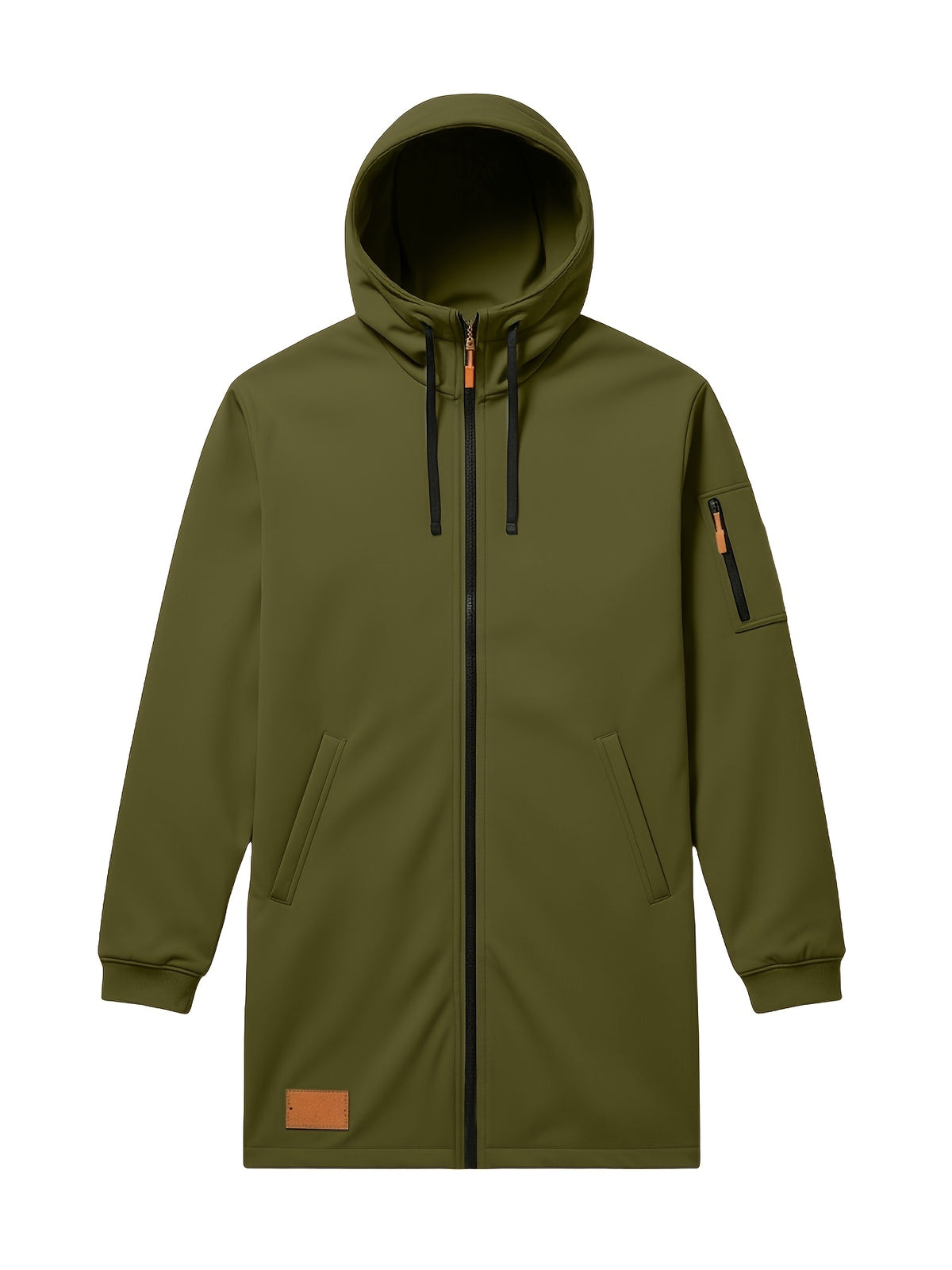 New Men's Casual Sports Sweatshirt and Hooded Long Knitted Jacket, Featuring a Multi-pocket Style. The Overall Fit Is Loose and Elegant. Fashionable Outdoor Casual Sweatshirt, Long-sleeved Cardigan, Hooded Design, Winter Clothes for Men - Olive Green