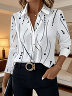 Elegant Special Edition Women'S Printed Shirt - Long Sleeve Button-Up, Classic Collar, Machine Washable, Suitable for Office, Commute, Or Formal Events, Office Attire, Refined Casual - Mixed colors