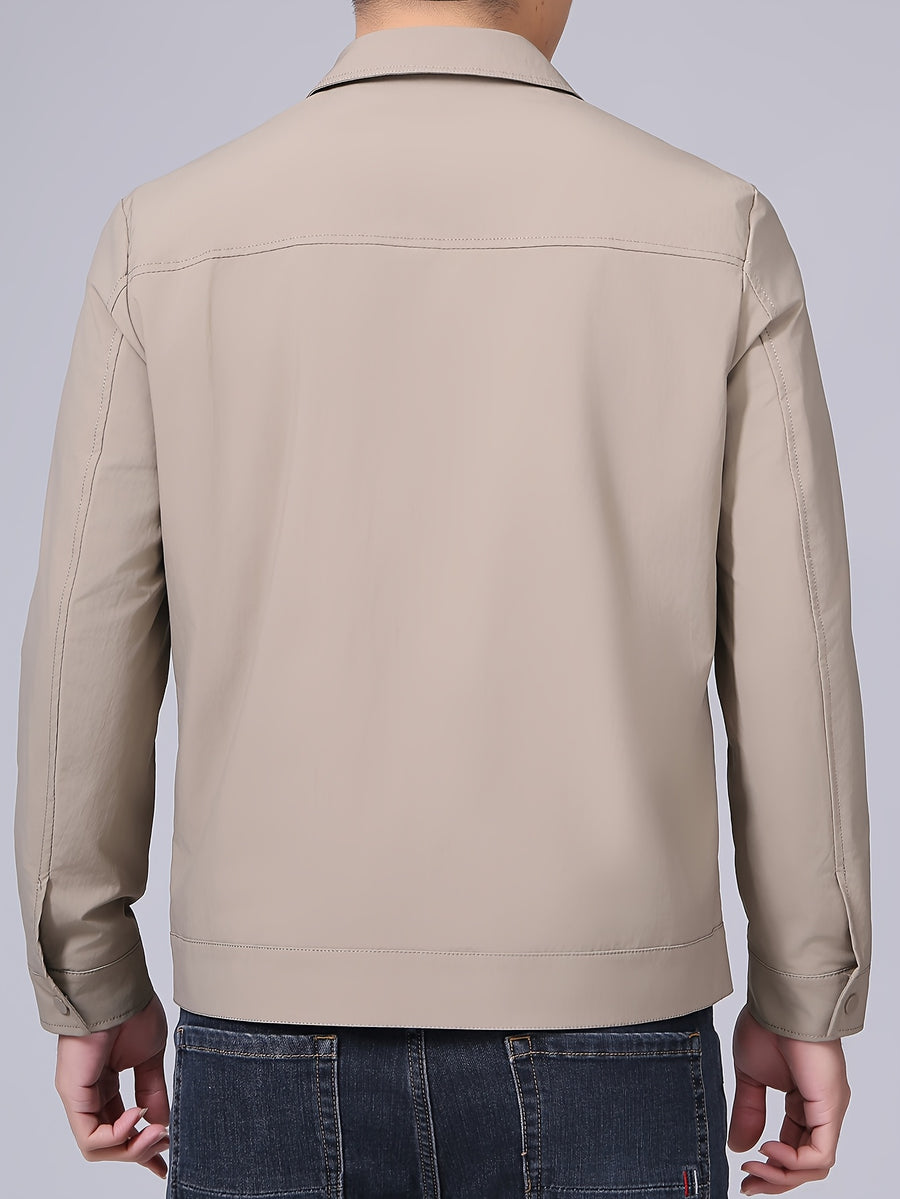 Spring New Lapel Button- Men'S Jacket, Durable And Thin Business Casual Wear, Versatile Long-Sleeve Men'S Top MD12601 - Khaki