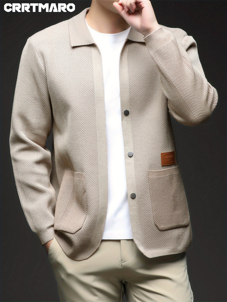 ZBZP Men's Autumn/Winter Knitted Sweater - Premium Warm Winter Cardigan, New Arrival Oversized Loose Fit Open Front Cardigan for Men - Khaki