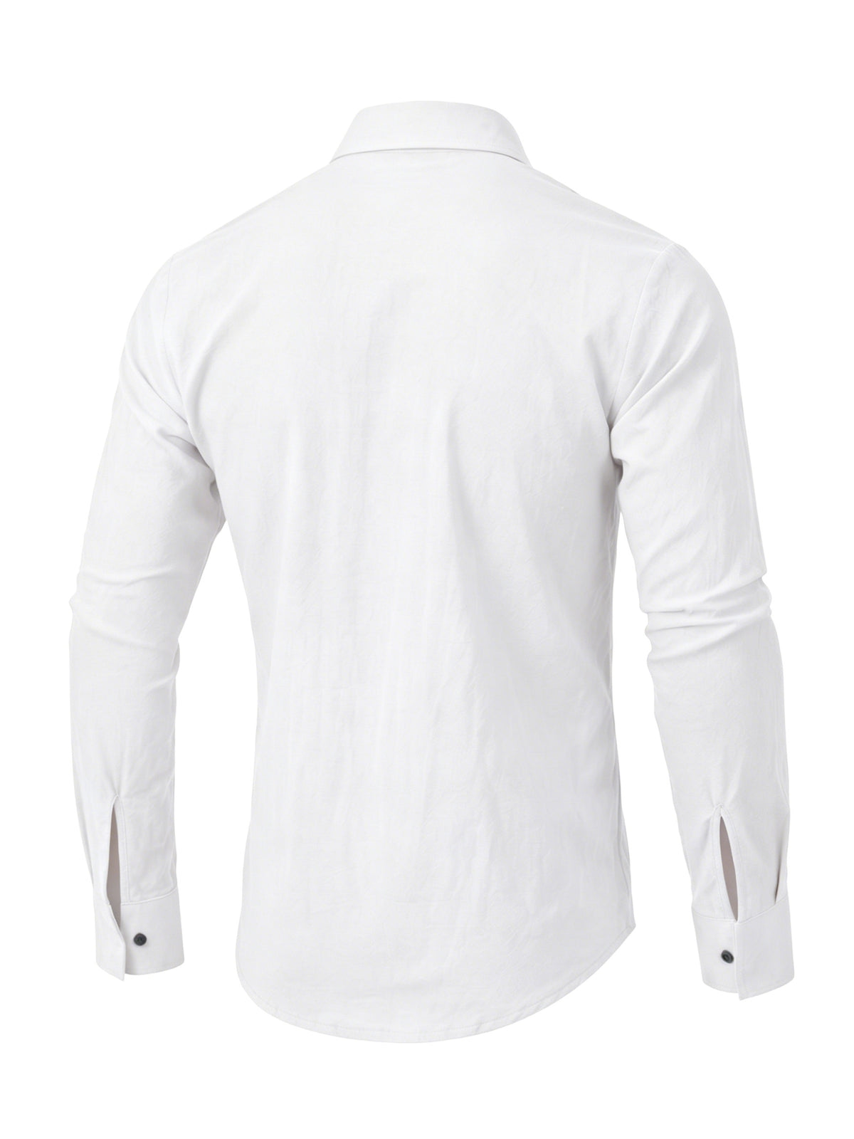 Men's Linen Guayabera Shirt with Lapel Collar & Button Front Panel - Accordion Pleat Chest Texture, Long Sleeve Button-Front Closure Suitable for Beach, Casual, -Casual Wear, Year-Round Versatile Formal & Everyday Button-Up Shirt - White