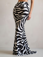 Women'S Fashion Zebra Print Mermaid Maxi Dress - Zebra Print