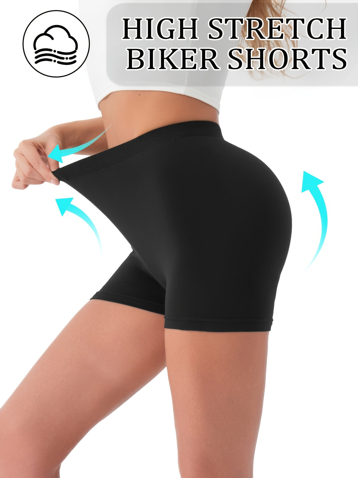 [ Shorts] 1pc Biker Shorts for Women, Non-See-Through Leggings, 5.08cm Inseam, Tight Fit, High Elasticity For, Cycling Shorts - Black
