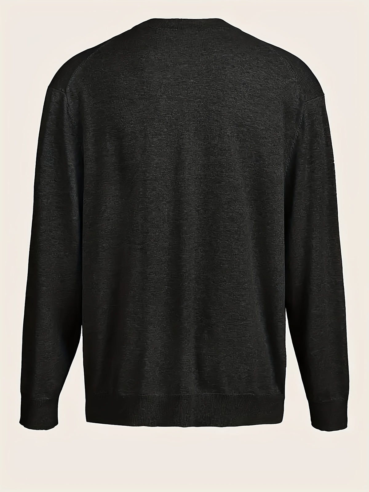 Men's Classic V-Neck Sweater - Elegant Button-Front Cardigan, Soft Knit Sweater for Fall/Winter, Office & Formal Events - Easy-Care Everyday Chic Sweater Coat, Sweater Cardigan, Winter Wardrobe Essential, Modern Vneck Design, Solid Color Design - Black
