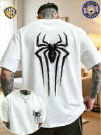 Unisex T-shirt Featuring a Niche Dark Aesthetic with Hand-painted Front and Back Dual-position Combination Prints, Creating a Low-key, Cool, Eye-catching, and Trendy Campus Style - White