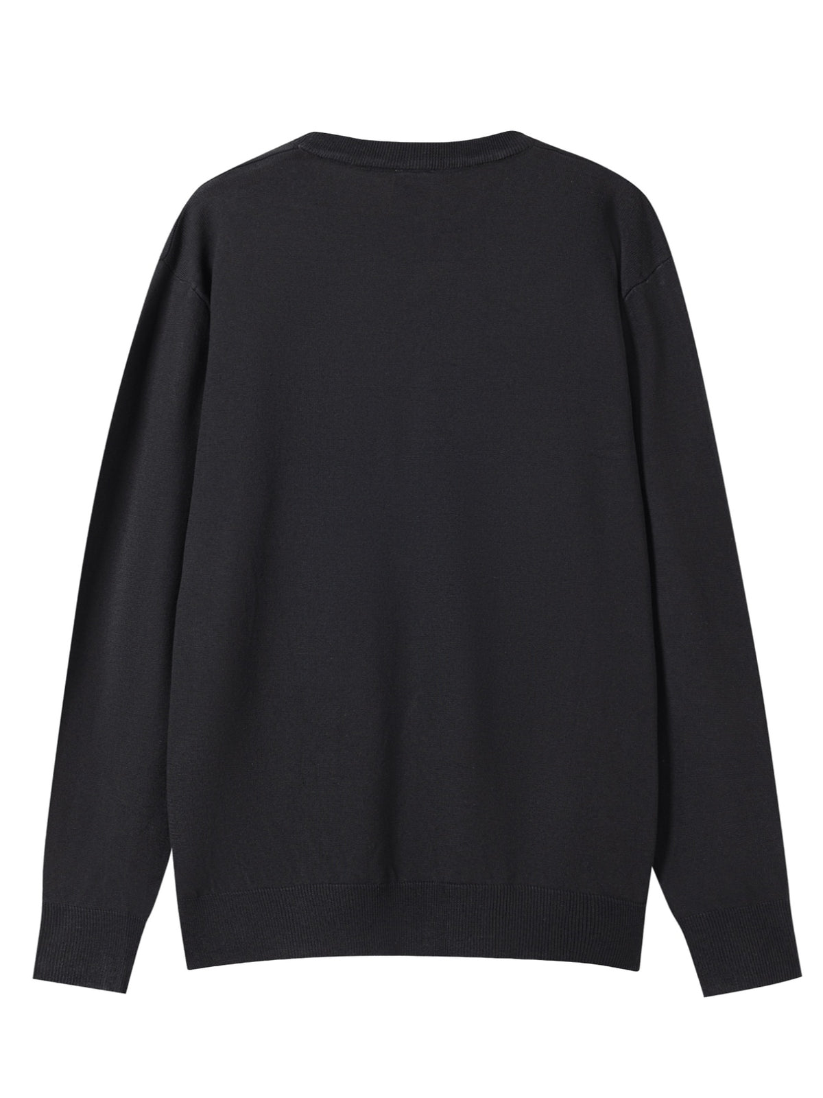 Men's Minimalist Triangle Print Knit Sweater - Warm Crew Neck Long Sleeve Pullover, Stretchable Base Layer Suitable for Autumn Winter Layering, Casual Office Wear & Cold Weather, Hand Washable Regular Fit Sweater - Black