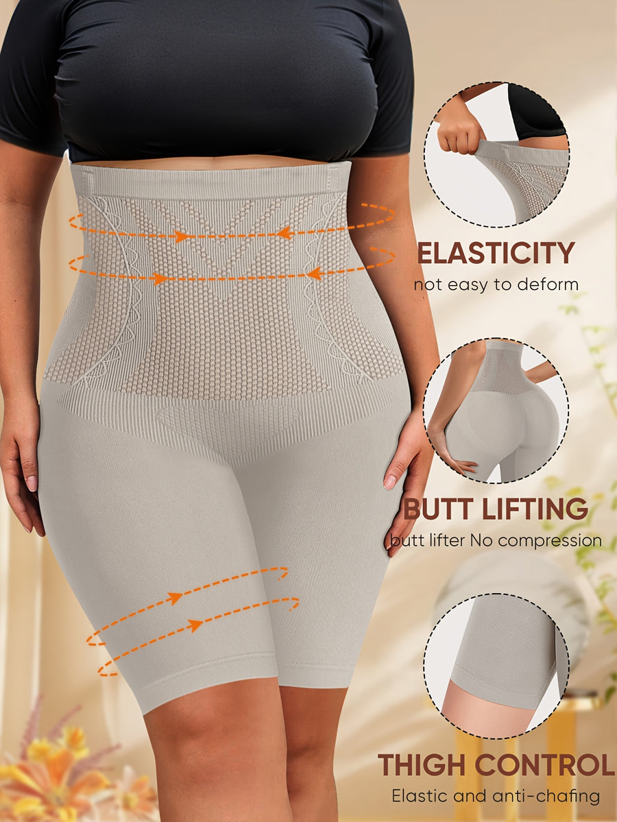 1-Pack Plus Size Panties, Enlarged Size, High-Waist Tummy Control, Shaping And Lifting, Seamless Panties, Women'S Underwear, Square-Cut Panties, Boxer Briefs - Grey