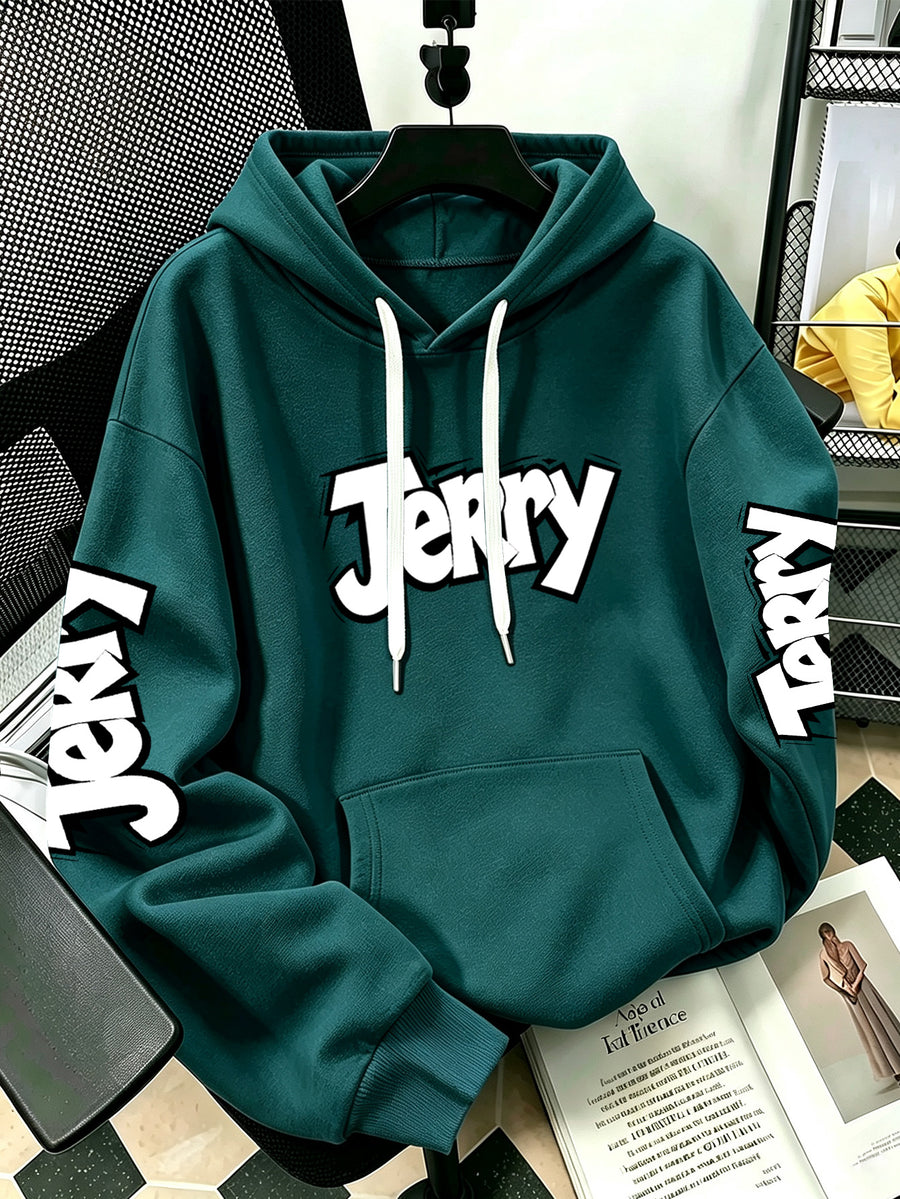 By Warner Bros., 2026 New Fun Cartoon Print, Men's Hoodie, Hooded Sweatshirt, Kangaroo Pocket and Drawstring Hat, Suitable for Daily and Outdoor Sports Wear, Autumn and Winter Warm Jacket, Fashionable Jacket - Green
