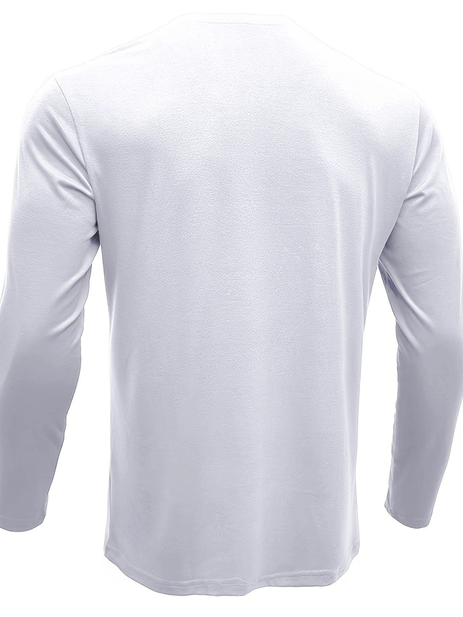 Joshmei OBM Men's Long Sleeve Crew Neck Henley Shirt Two-pc - White Khaki
