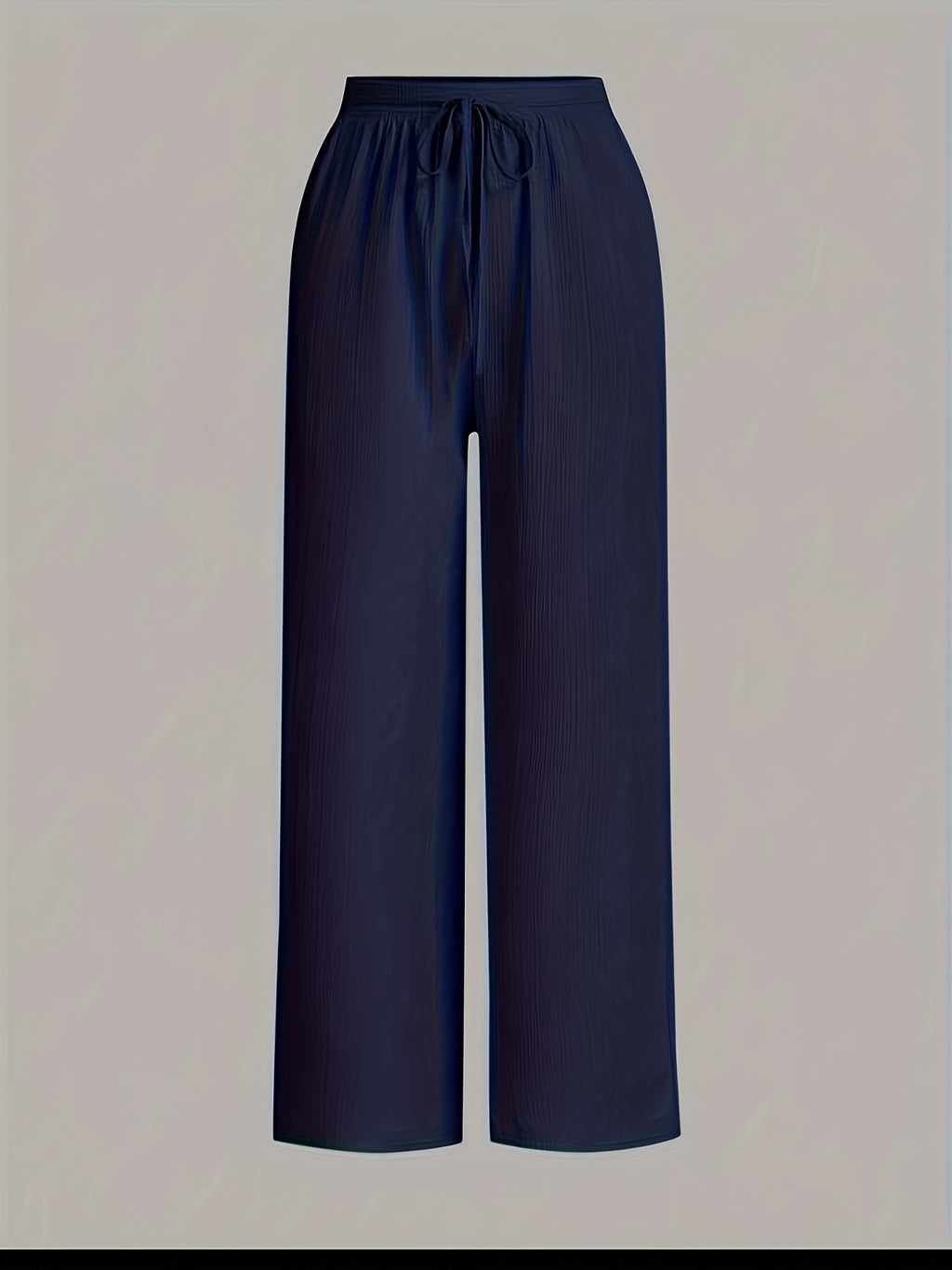 3pcs Elegant Wide-Leg Pants - Solid Color Lightweight Summer Trousers with Wide Leg Opening & Drawstring Waist, Machine Washable Non-Stretch for Casual, Office, Semi-Formal Wear (3pcs) - Black+navy+white