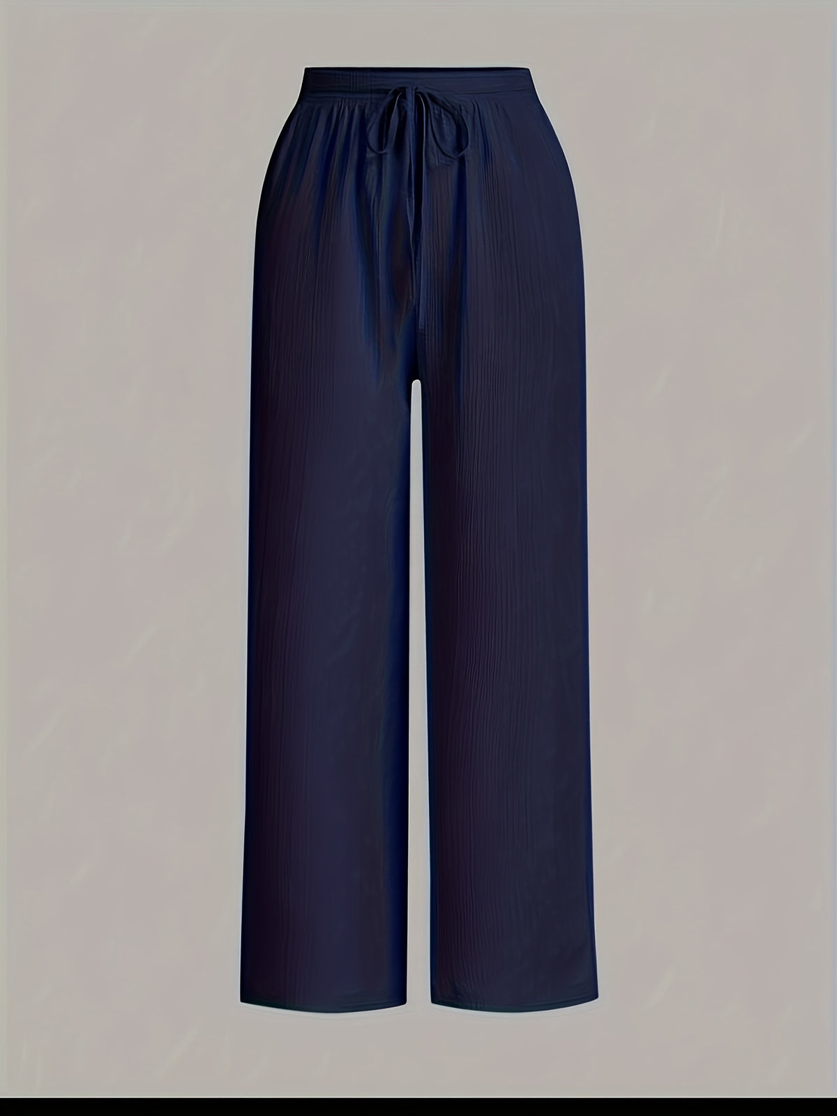 3pcs Elegant Wide-Leg Pants - Solid Color Lightweight Summer Trousers with Wide Leg Opening & Drawstring Waist, Machine Washable Non-Stretch for Casual, Office, Semi-Formal Wear (3pcs) - Black+navy+white
