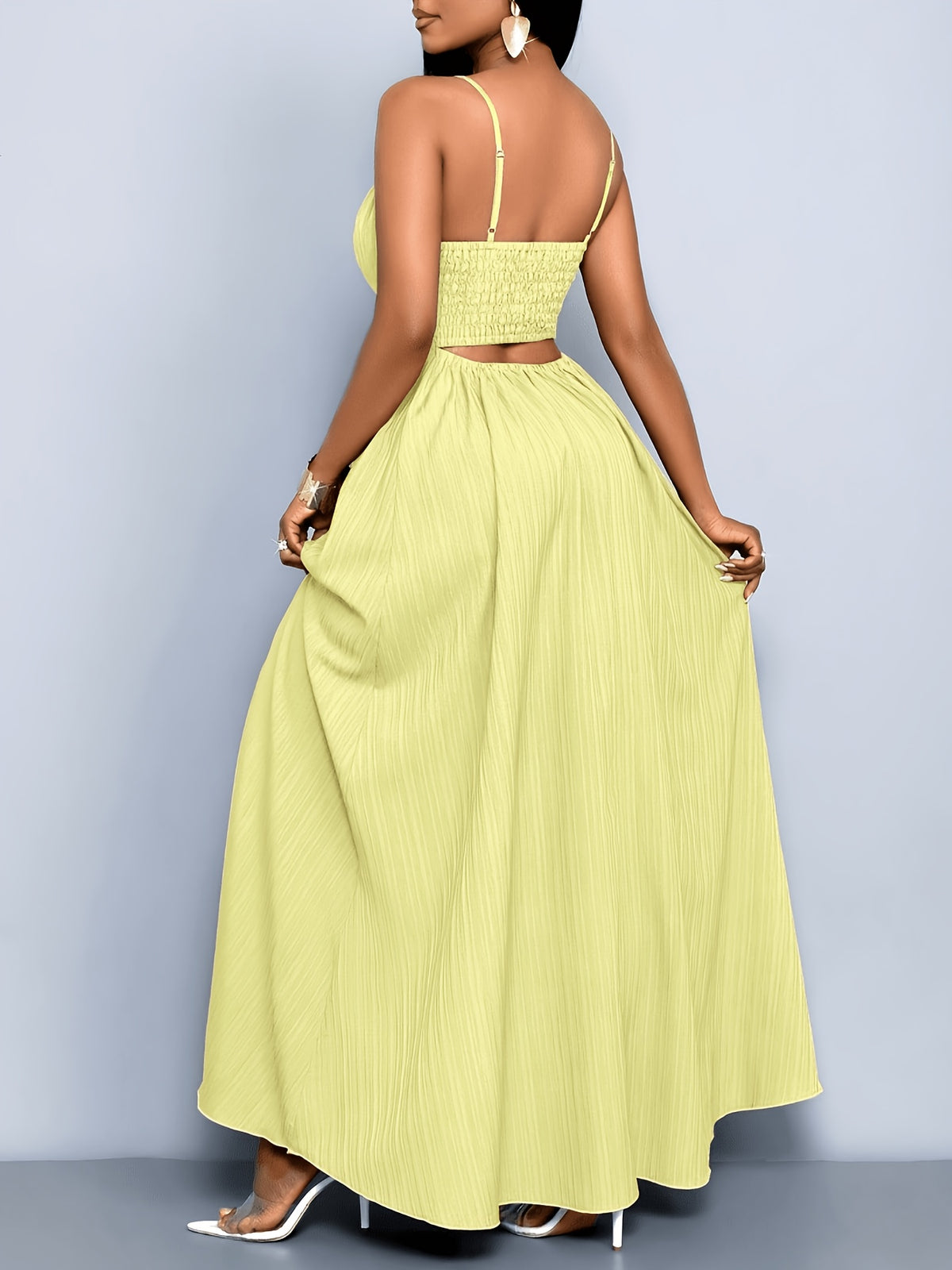 Women's Boho Summer Beach Backless Vacation Maxi DressFlowing Elegant Gown Tropical Dresses for WomenSuitable for Vacation - 【Light Yellow】