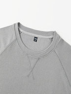 Men'S 2-pc Premium Textured T-Shirts, Casual Short Sleeve Waffle Knit And Jacquard Crew Neck Tees, Lightweight Solid Athletic Summer Tops, Breathable Workout Everyday Fashion Shirts for Men - Grey+White