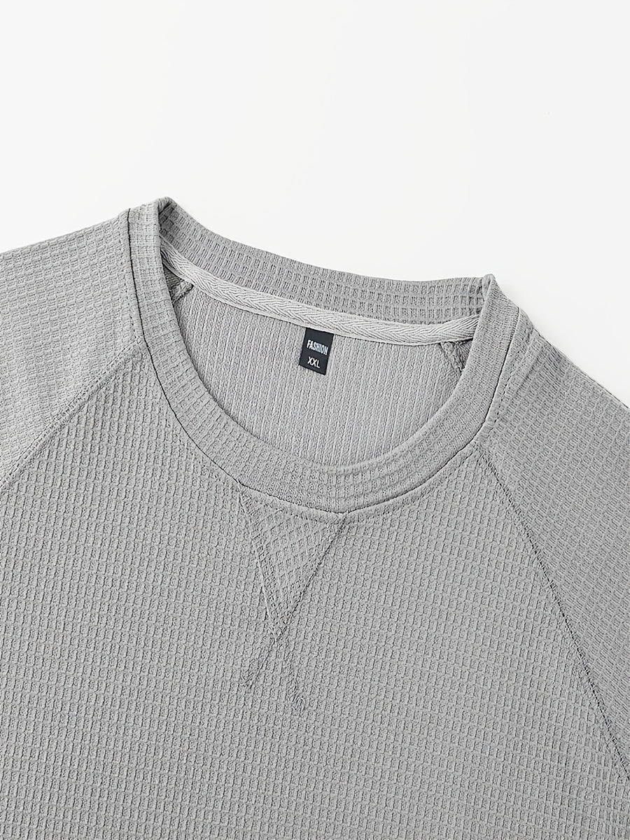 Men'S 2-pc Premium Textured T-Shirts, Casual Short Sleeve Waffle Knit And Jacquard Crew Neck Tees, Lightweight Solid Athletic Summer Tops, Breathable Workout Everyday Fashion Shirts for Men - Grey+White