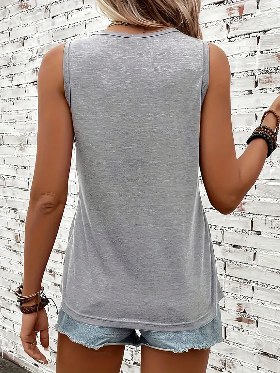 Y2K Women's Sleeveless Tank Top, Simple and Stylish, Casual Fashion, Women's Spring/Summer Casual Swear, Sizes S, M, L, XL, XXL+6417 - Grey