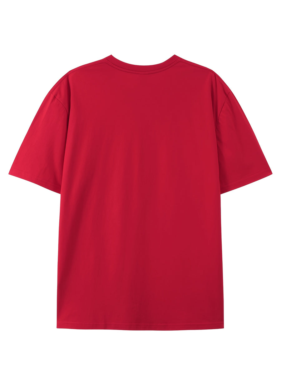 Men's Abstract Art T-Shirt - Vibrant Brushstroke Design, Soft and Breathable, Modern Crew Neck, Short Sleeve Summer Tee, Art-Inspired T-Shirt - Red