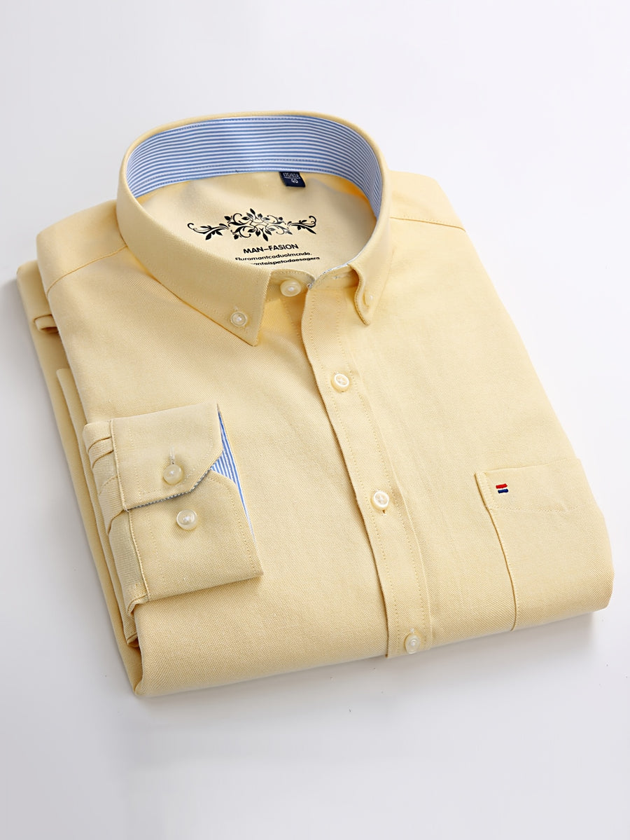 Men'S Long Sleeve 60 Oxford Dress Shirt, Casual - Yellow