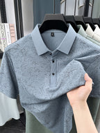 Men'S Summer Polo Shirt, Short Sleeve Button-Up Golf T-Shirt, Soft Comfortable Breathable Slim Fit Business Casual Daily Top, Men'S Short Sleeve Sweatshirt, Commute Versatile Men'S Gift - Sky Blue