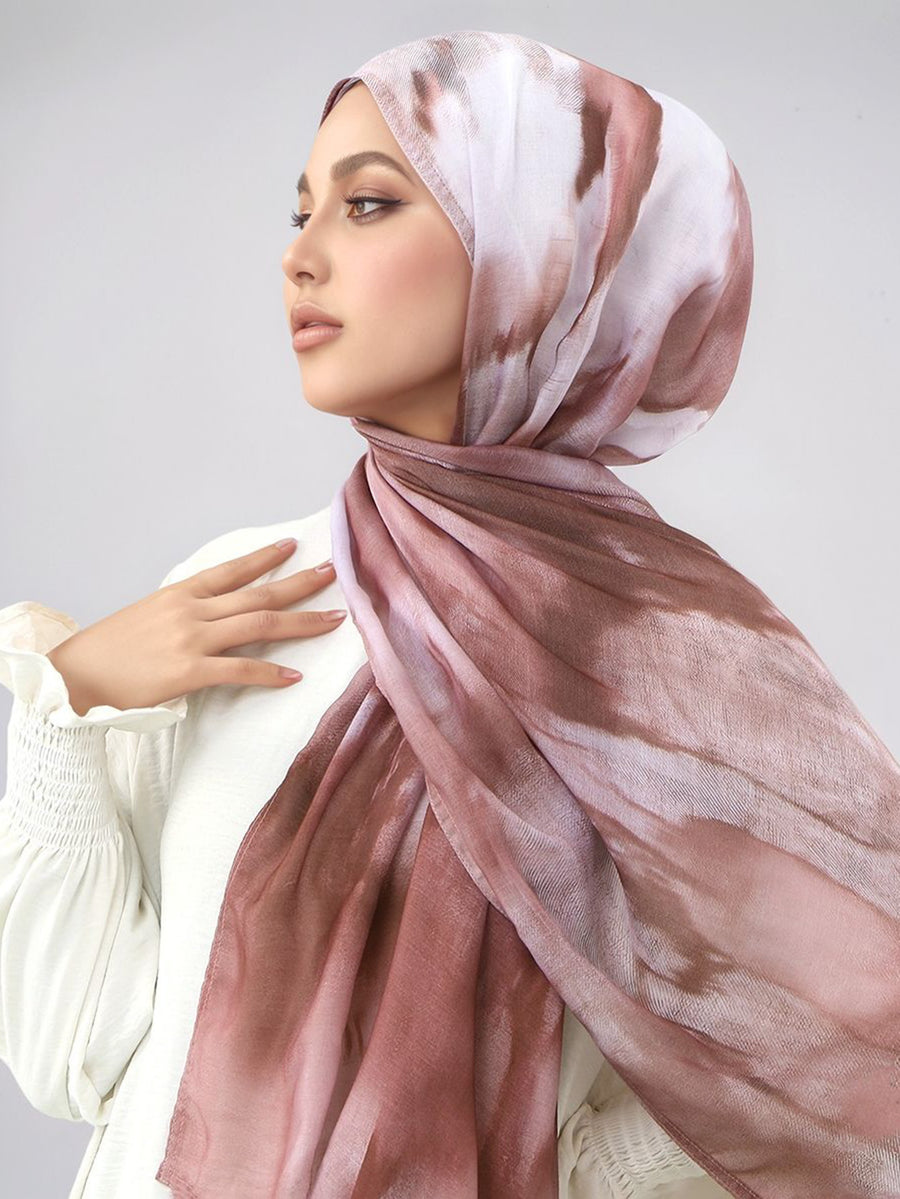 Lightweight, Breathable, And Skin-Friendly with a Soft Gradient Design; Suitable As a Headscarf Or Shawl. A Stylish Yet Modest Choice for Women for Various Occasions - from Prayer And Daily Outings to Social Gatherings - Pale Pinkish Gray