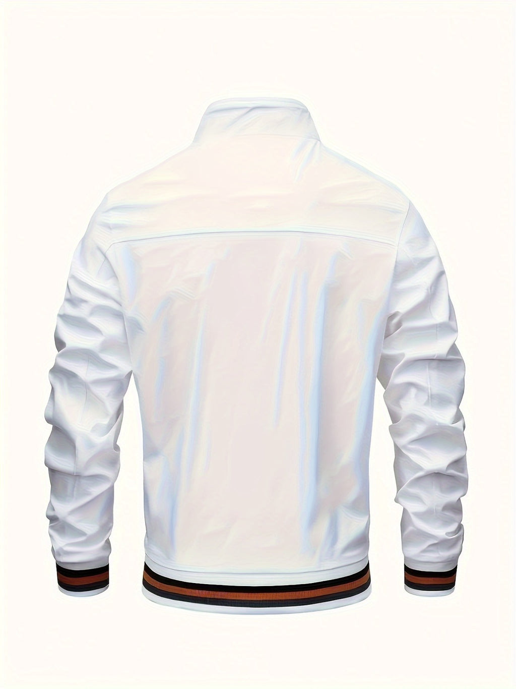Lightweight Windproof Casual Coat with a Vintage Baseball Collar for Men, Inspired by Brooklyn, New York - White