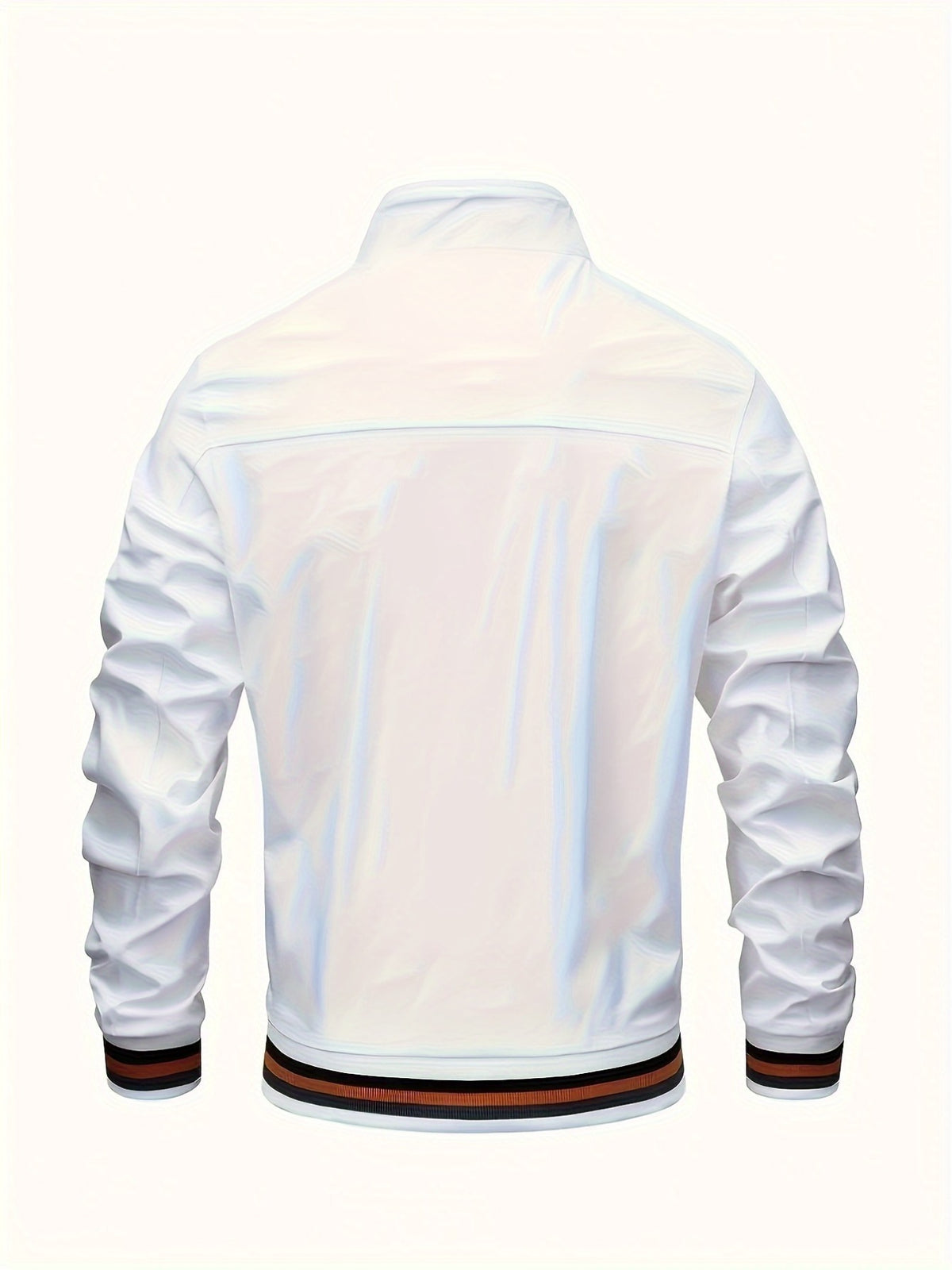 Lightweight Windproof Casual Coat with a Vintage Baseball Collar for Men, Inspired by Brooklyn, New York - White