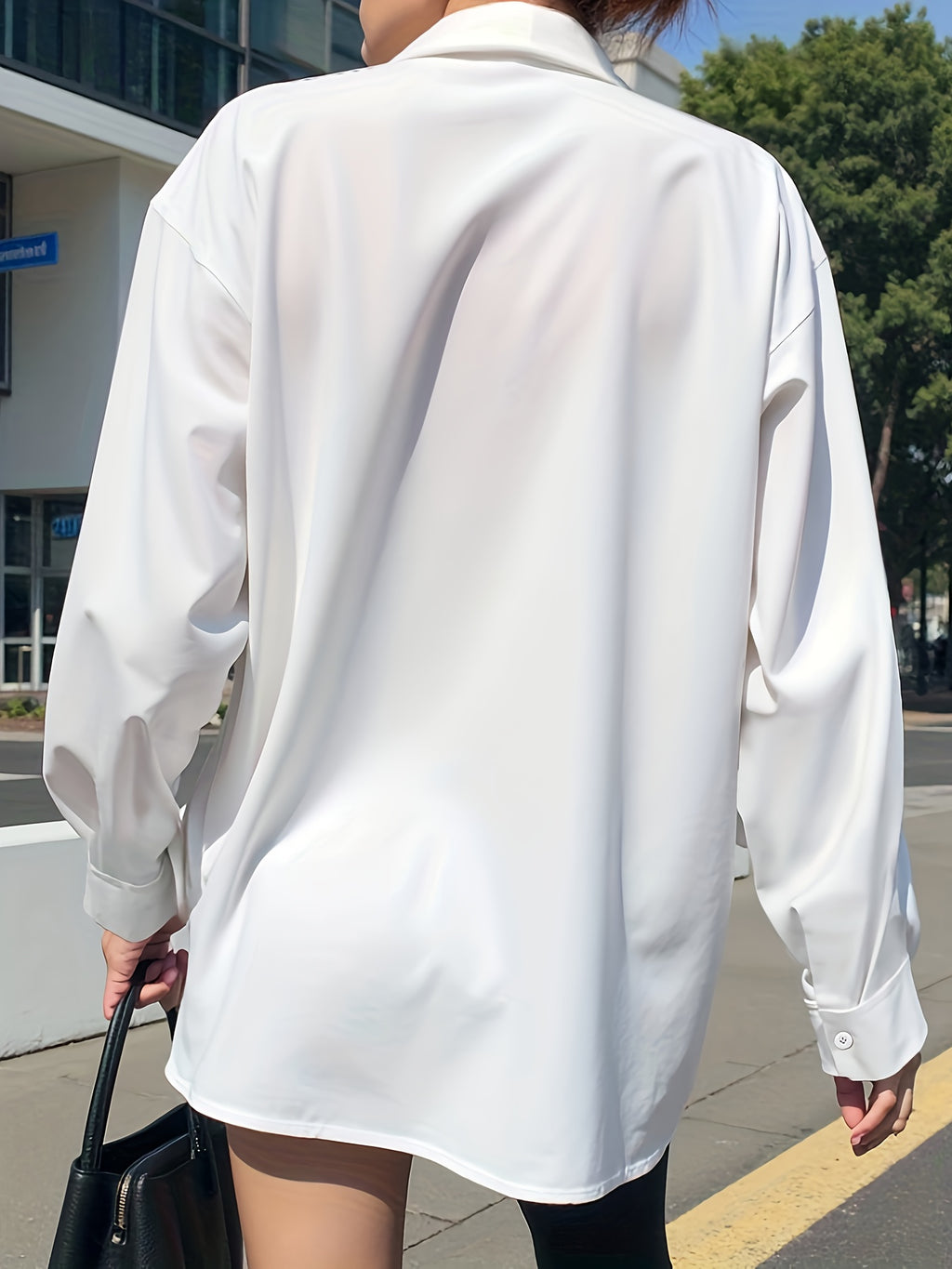 Solid Color Long Sleeve French Shirt for Women New Arrival - White