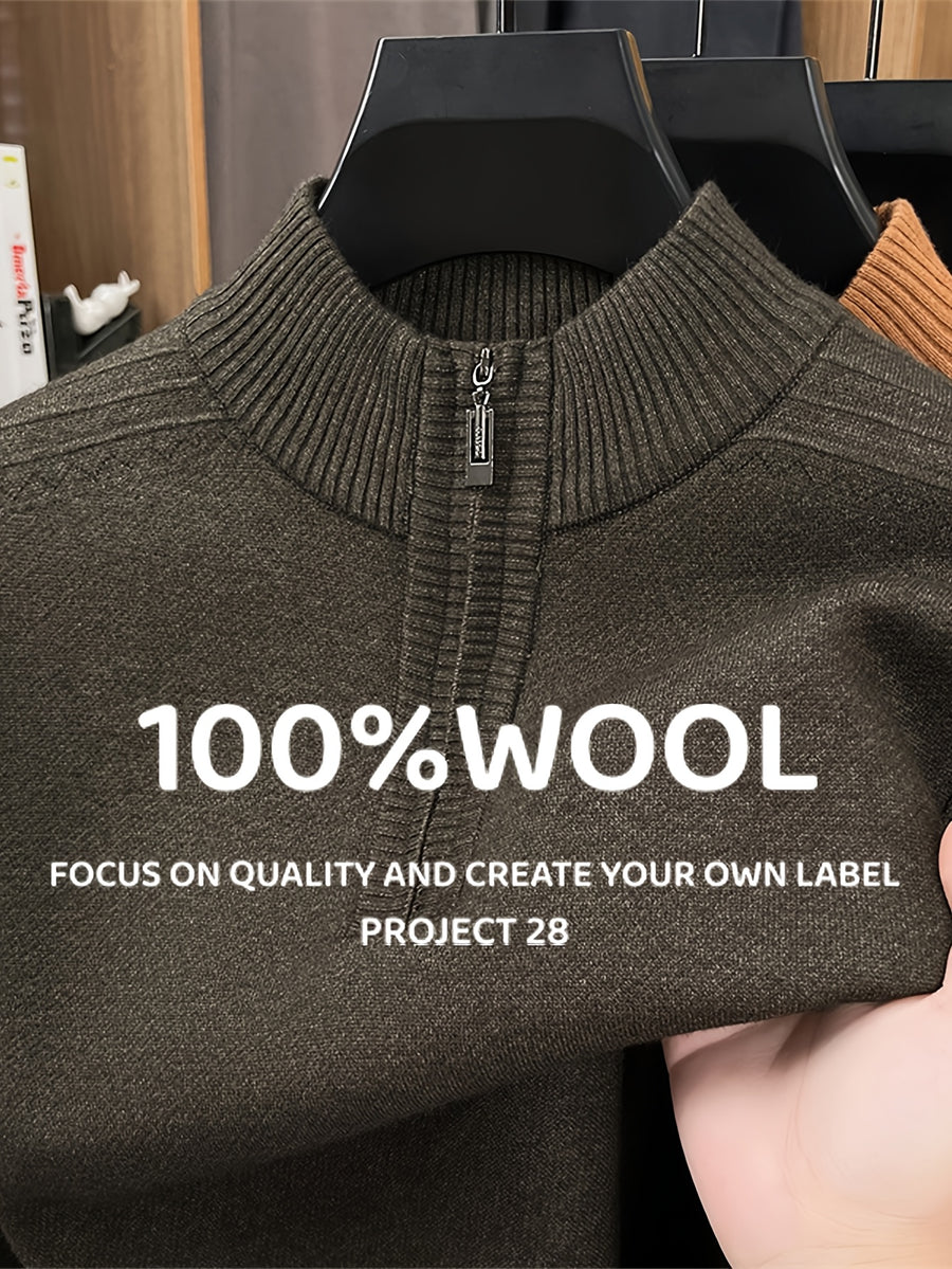 CHIOACE Autumn/Winter Special Offer Men'S Knitted Polo Shirt Half High Collar Zipper Design Soft And Comfortable Fabric Casual Style Loose Fit Suitable for Daily Casual Use - Pickles Green