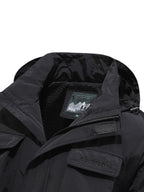 Men'S Detachable Sleeve Drawstring Hooded Multi-Pocket Utility Jacket, Reversible Wrinkle-Resistant Breathable Durable Woven Fabric, Fitted Short Length Spring Autumn City Commute Outdoor Hiking Style, Street Hiking Fishing Multi-Scene Wear - Black
