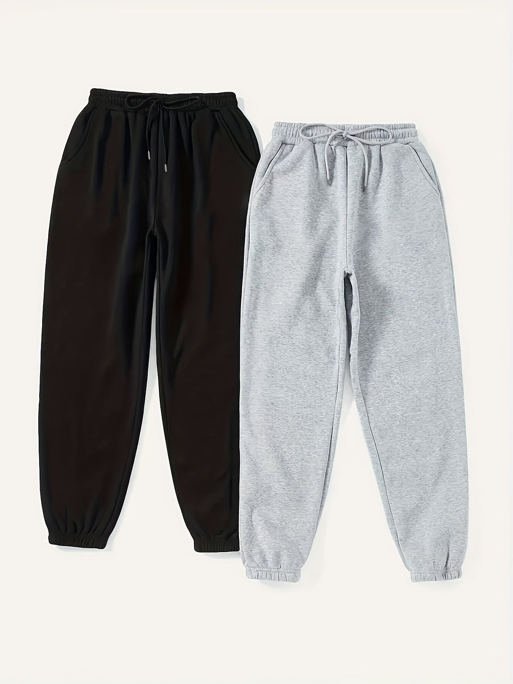 2 Women'S Street Solid Color Comfortable Loose Pants with Elastic Waist Drawstring Jogging Pants, Women'S Wear - Mixed colors
