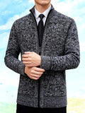 Autumn and Winter Casual Sweater Cardigan Jacket for Men, Thick Zipper Jacket with a Slightly Loose Three-dimensional Cut, Hiding Flesh and Slimming Without Dragging, Easily Creating a Fashionable Business Image (only Includes 1 Jacket) - Dark Gray