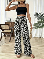 Elegant Leopard Print Wide Leg Pants for Women - Multicolor 3
